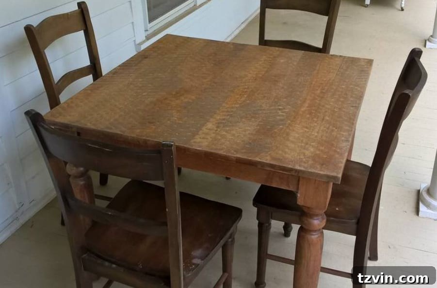 The Great Wall Desk Makeover: ORC Week 3 3 Solid wood kitchen table before being cut in half for desk conversion