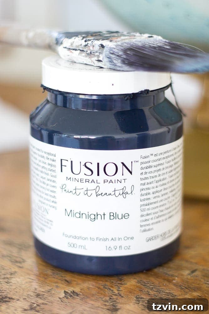 The Great Wall Desk Makeover: ORC Week 3 6 Repurposed kitchen table desk painted with Fusion Mineral Paint Midnight Blue