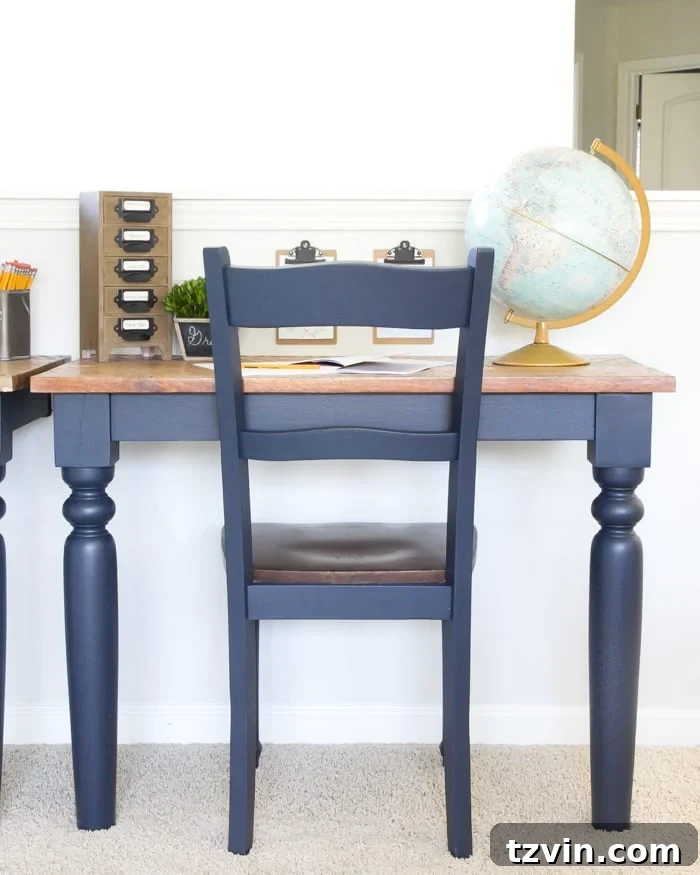 The Great Wall Desk Makeover: ORC Week 3 10 Vintage globe on a repurposed desk in the playroom