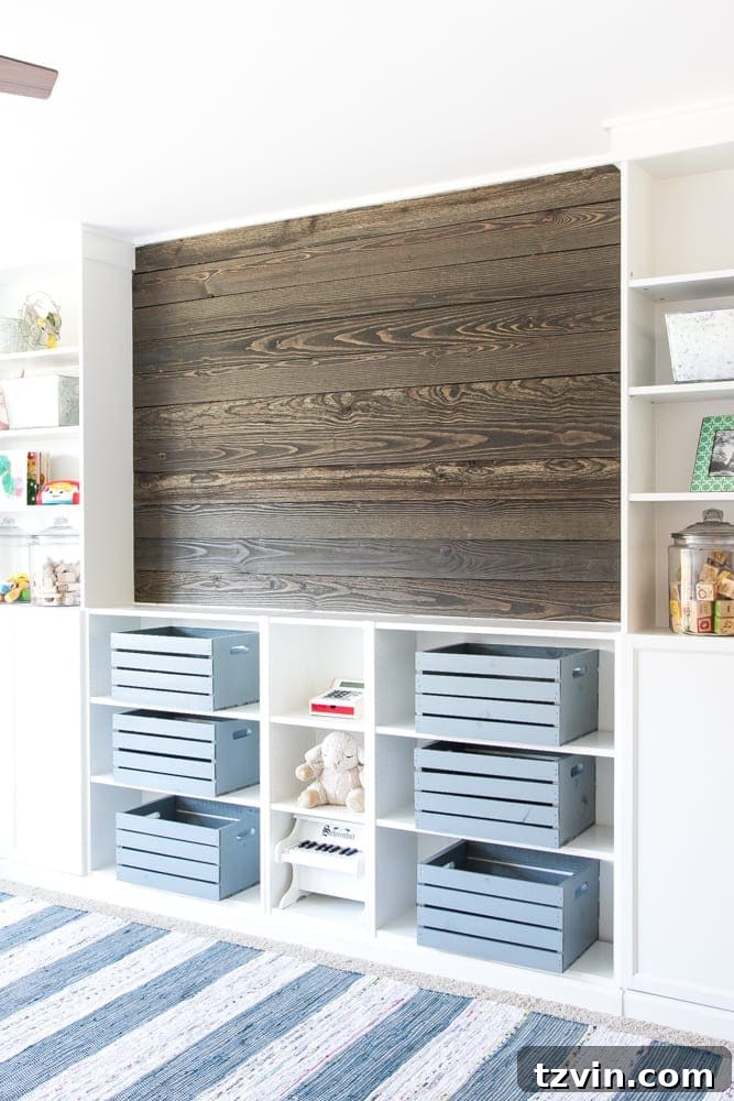 DIY Wood Plank Accent Wall - One Room Challenge Week 4 11 Playroom with Wood Plank Wall