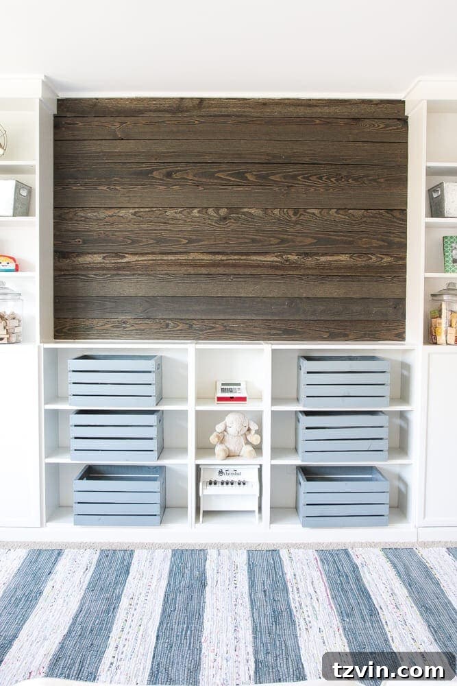 DIY Wood Plank Accent Wall - One Room Challenge Week 4 10 Completed Wood Plank Wall