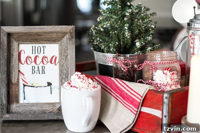 Rustic Soda Crate Hot Cocoa Bar with Free Printable Sign 2 Soda Crate Hot Cocoa Bar & Free Printable Sign | blesserhouse.com - Tips to set up a simple holiday hot cocoa bar using items already around your house plus a free downloadable hot cocoa bar sign printable.