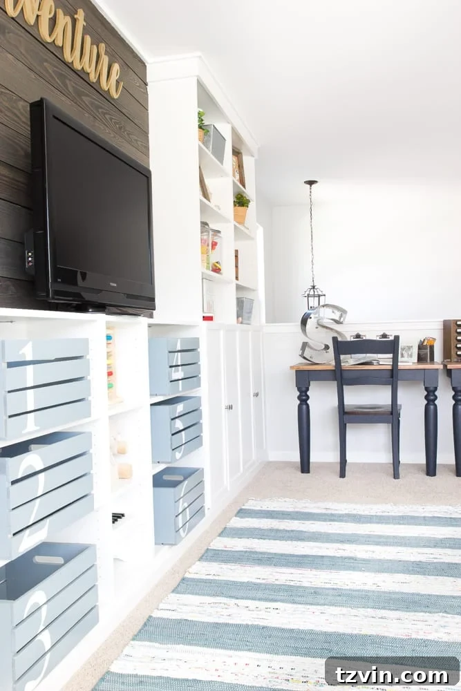 Eclectic Farmhouse Playroom Makeover | blesserhouse.com - A boring and cluttered playroom gets a modern eclectic farmhouse makeover on a budget with DIY projects, smart storage solutions, and inexpensive finds. popular pin