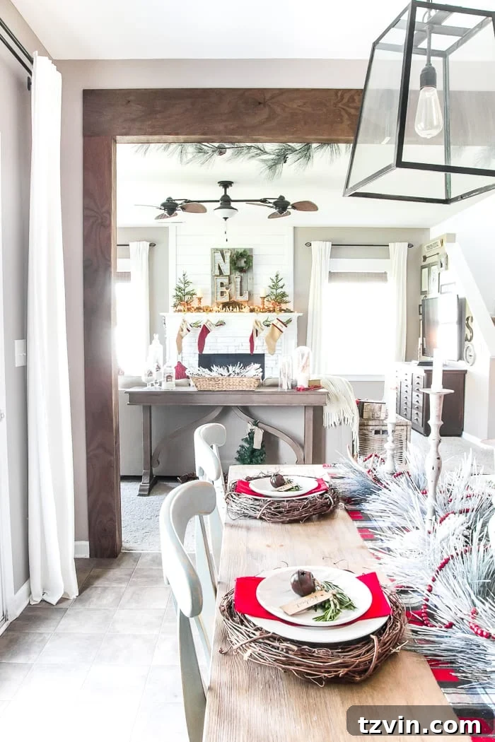Transformed Breakfast Nook and Living Room with Faux Beam