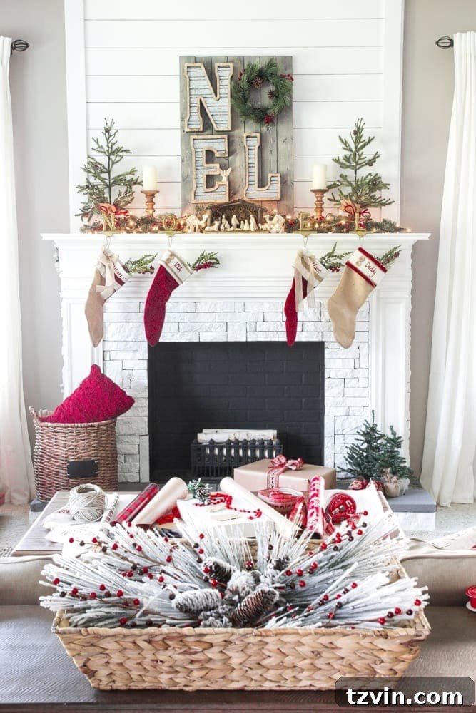 Transformed Living Room with DIY Faux Fireplace and Christmas Decor