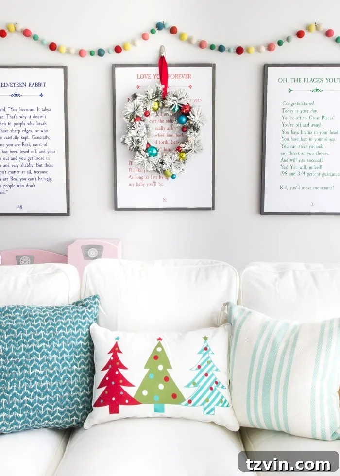Whimsical Retro Christmas Playroom with Play Kitchen and Desk