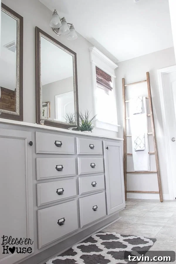 Transformed Master Bathroom with Plank Wall and Industrial Shower Door