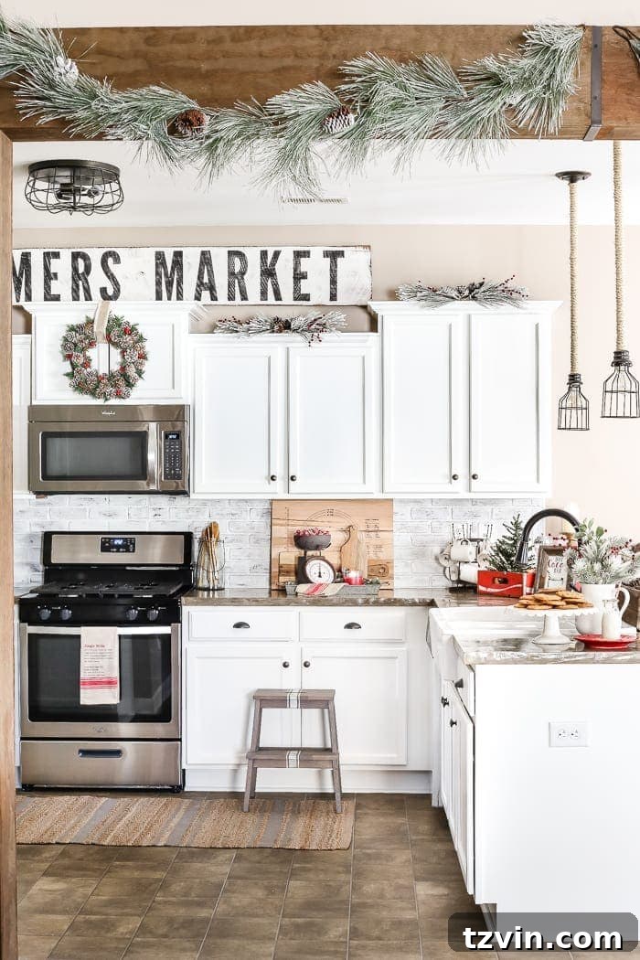 Bright Modern Farmhouse Kitchen After Renovation with Christmas Decor