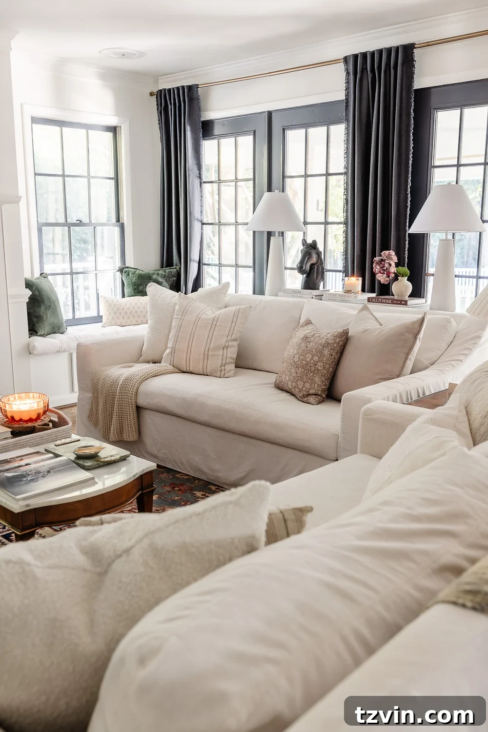 The Definitive Whole House Deep Clean Checklist 3 Immaculate and organized living room with natural light.