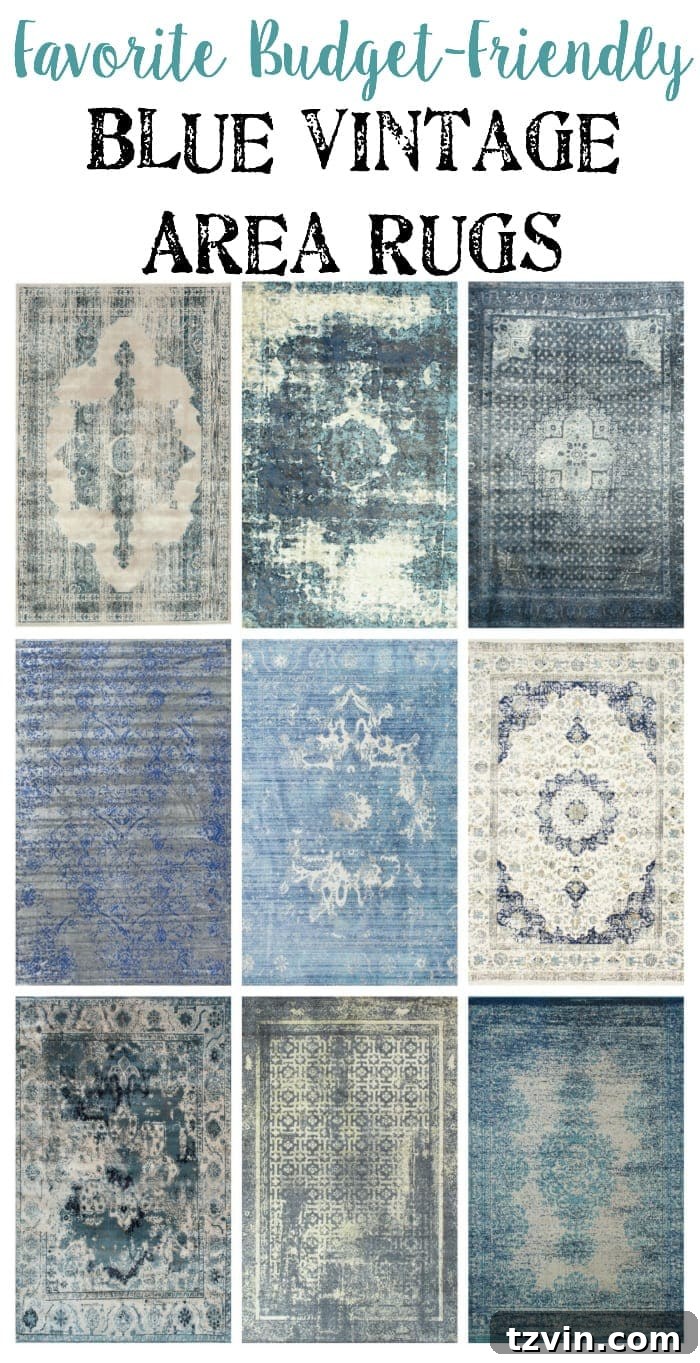 Favorite Budget-Friendly Blue Vintage Rugs for stylish home decor, a curated list from Bless'er House.