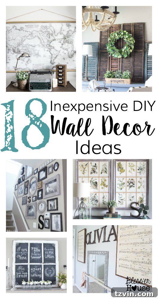 18 Inexpensive DIY Wall Decor Ideas - farmhouse and industrial style projects for budget decorating.