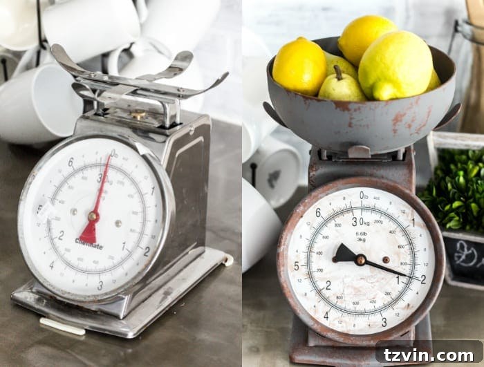 Faux Rusted Vintage Scale Makeover - before and after, a budget-friendly DIY project from Bless'er House.