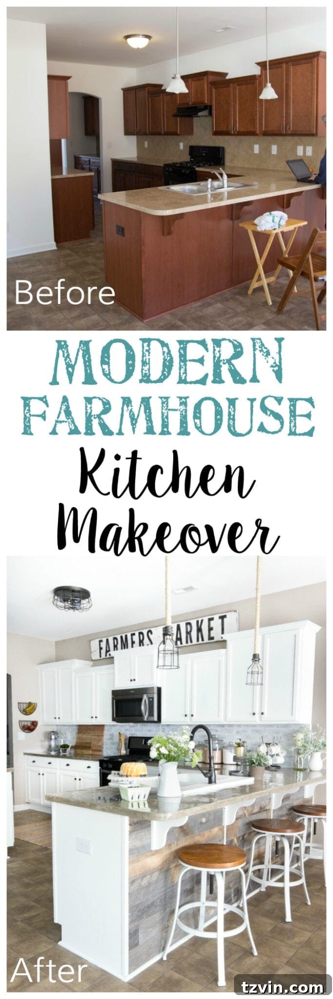 Modern Farmhouse Kitchen Makeover Reveal - a stunning, budget-friendly kitchen transformation with tutorials.