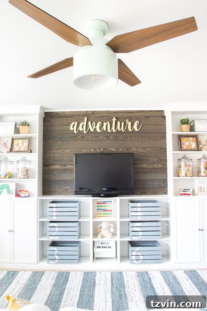 Eclectic Farmhouse Playroom Reveal, a functional and stylish space makeover from Bless'er House's One Room Challenge.