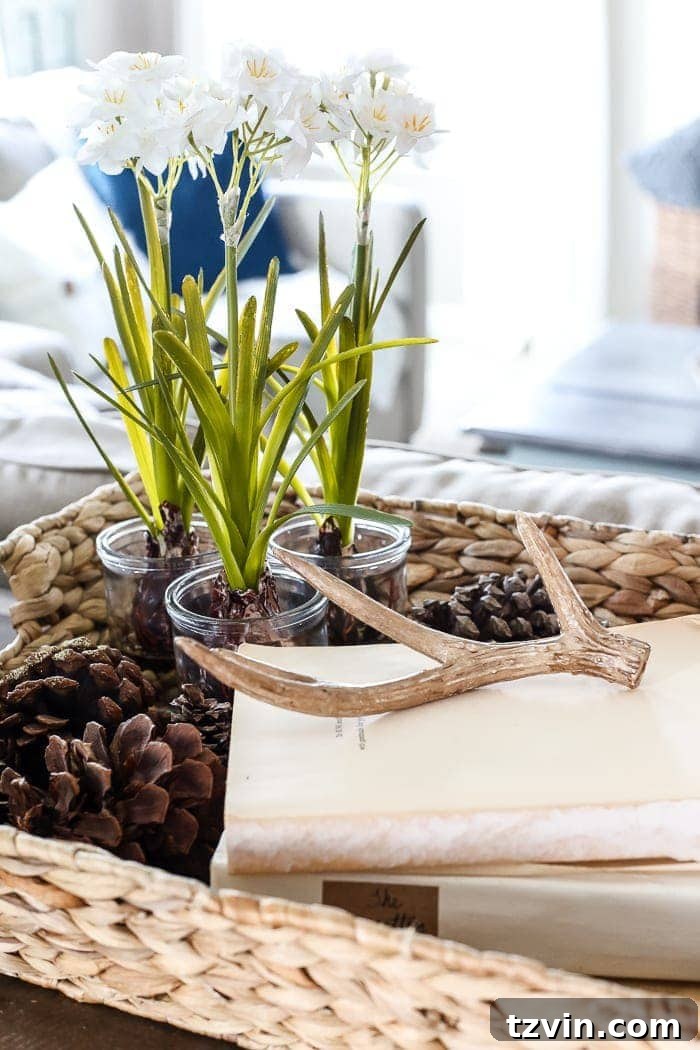 Beyond the Baubles: Winter Mantel and Living Room Comforts 15 After-Christmas Winter Mantel and Living Room | blesserhouse.com - A tour of an after-Christmas winter mantel and living room with thrifty ideas and creative budget decor to help bring warmth and life to your home.