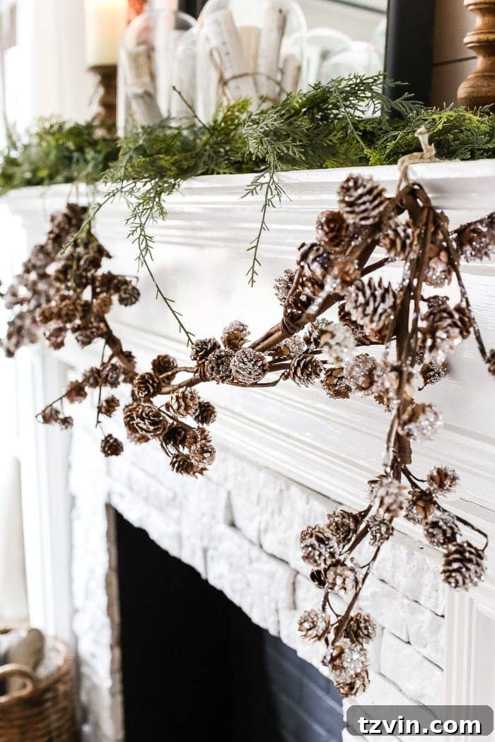 Beyond the Baubles: Winter Mantel and Living Room Comforts 9 After-Christmas Winter Mantel and Living Room | blesserhouse.com - A tour of an after-Christmas winter mantel and living room with thrifty ideas and creative budget decor to help bring warmth and life to your home.