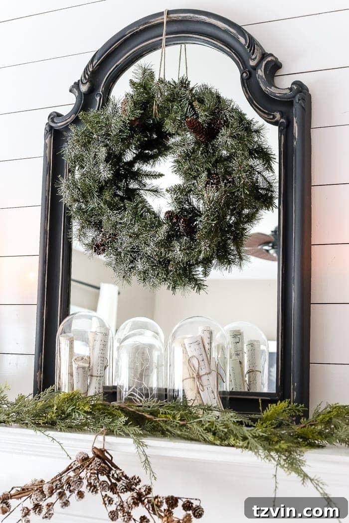 Beyond the Baubles: Winter Mantel and Living Room Comforts 10 After-Christmas Winter Mantel and Living Room | blesserhouse.com - A tour of an after-Christmas winter mantel and living room with thrifty ideas and creative budget decor to help bring warmth and life to your home.