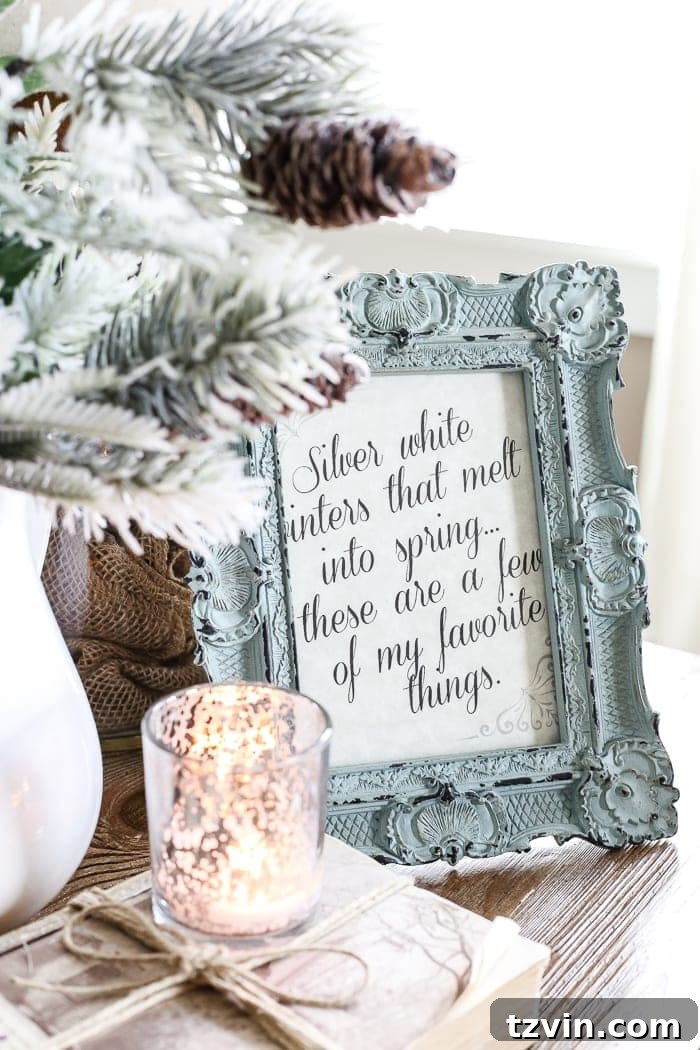 Silver White Winter Printable for Home Decor