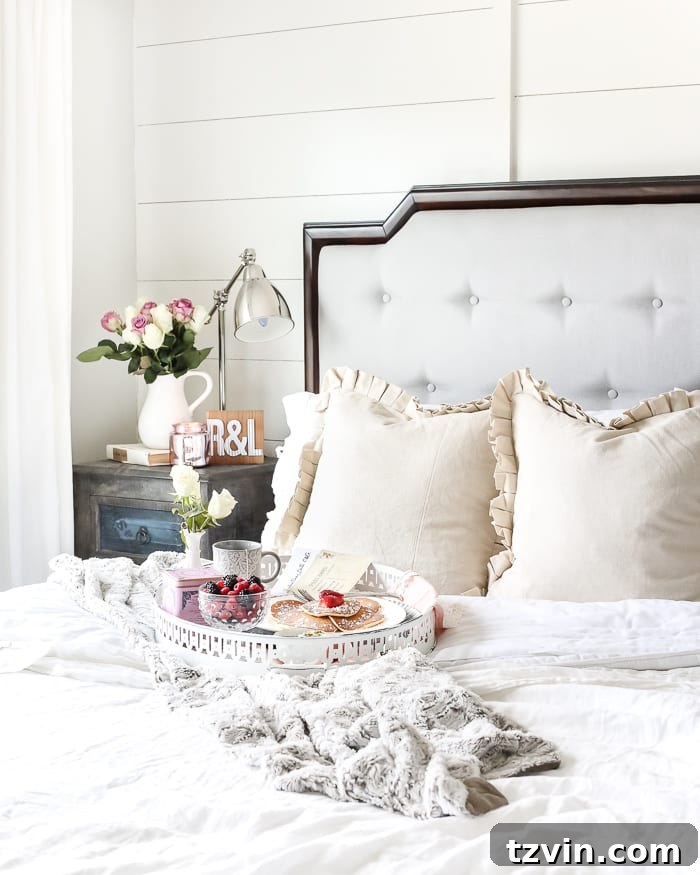 Complete Valentine's Breakfast in Bed Scene