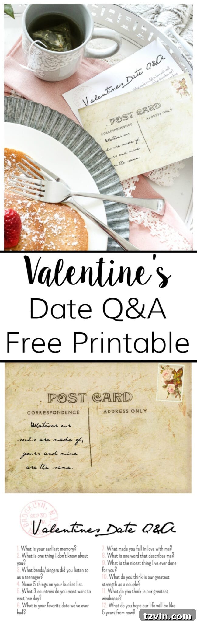 Pin this: Free Printable Valentine's Date Q&A Postcards