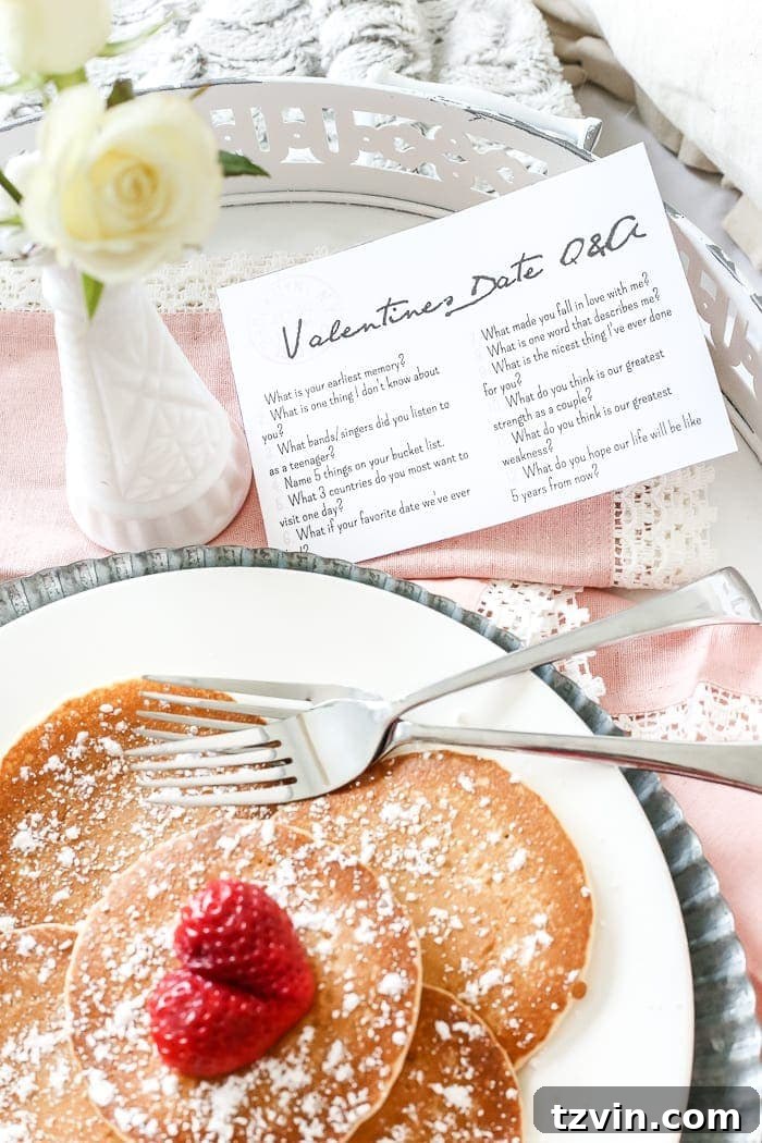 Romantic Breakfast in Bed with Valentine's Q&A Postcards