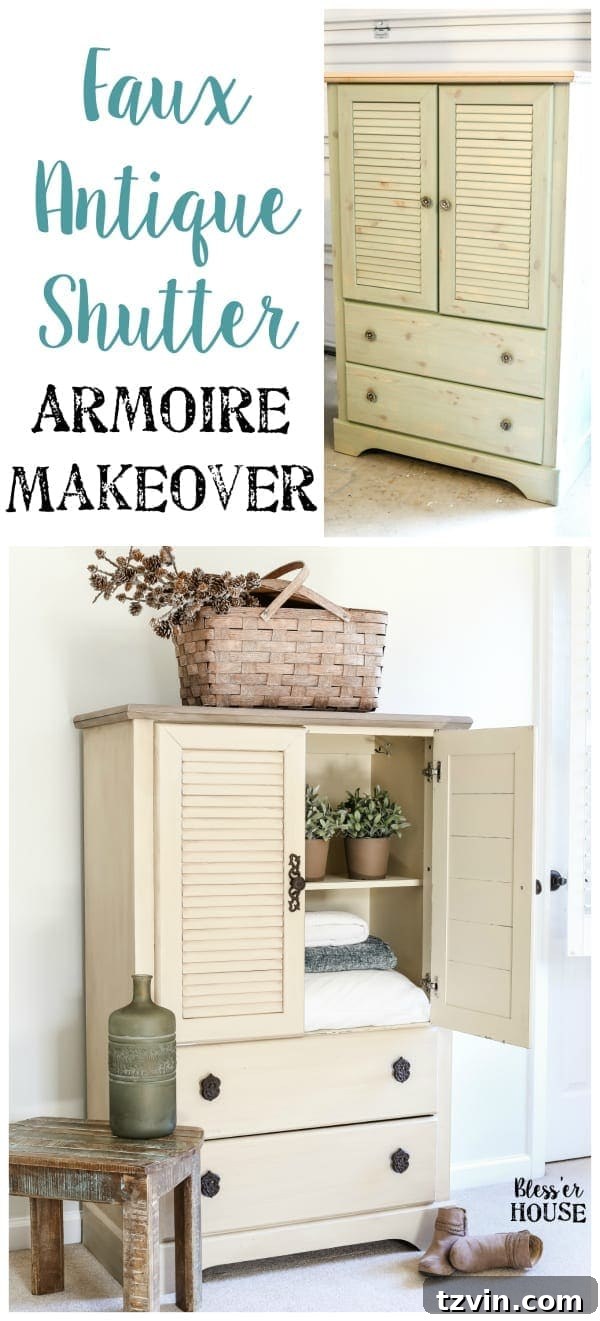 Vintage Inspired Shutter Cabinet Transformation 11 Pin This