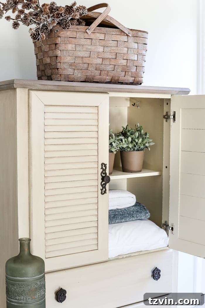 Vintage Inspired Shutter Cabinet Transformation 4 Applying Espresso Wax