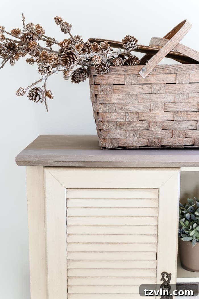 Vintage Inspired Shutter Cabinet Transformation 7 Top of the Armoire