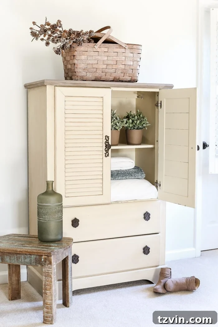Vintage Inspired Shutter Cabinet Transformation 10 Before and After Comparison