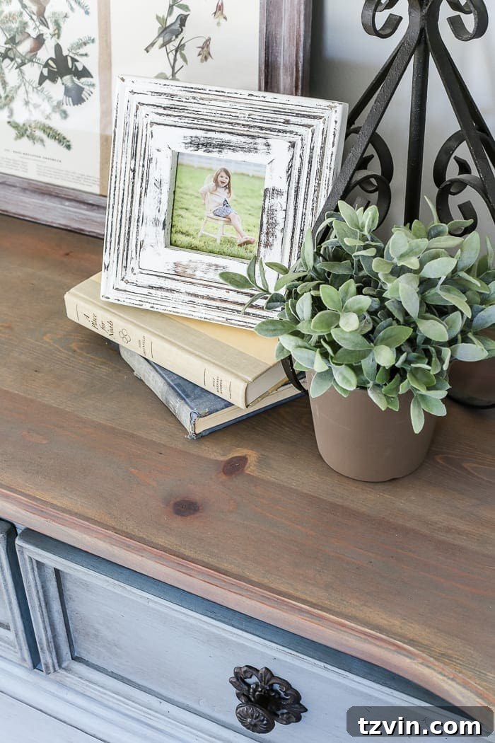 Reviving a Dresser with French Blue 12 French Blue Dresser Makeover | blesserhouse.com - An orange wood thrifted dresser gets a French blue makeover using Fusion Mineral Paint in Champness and Homestead House Wax in Espresso.
