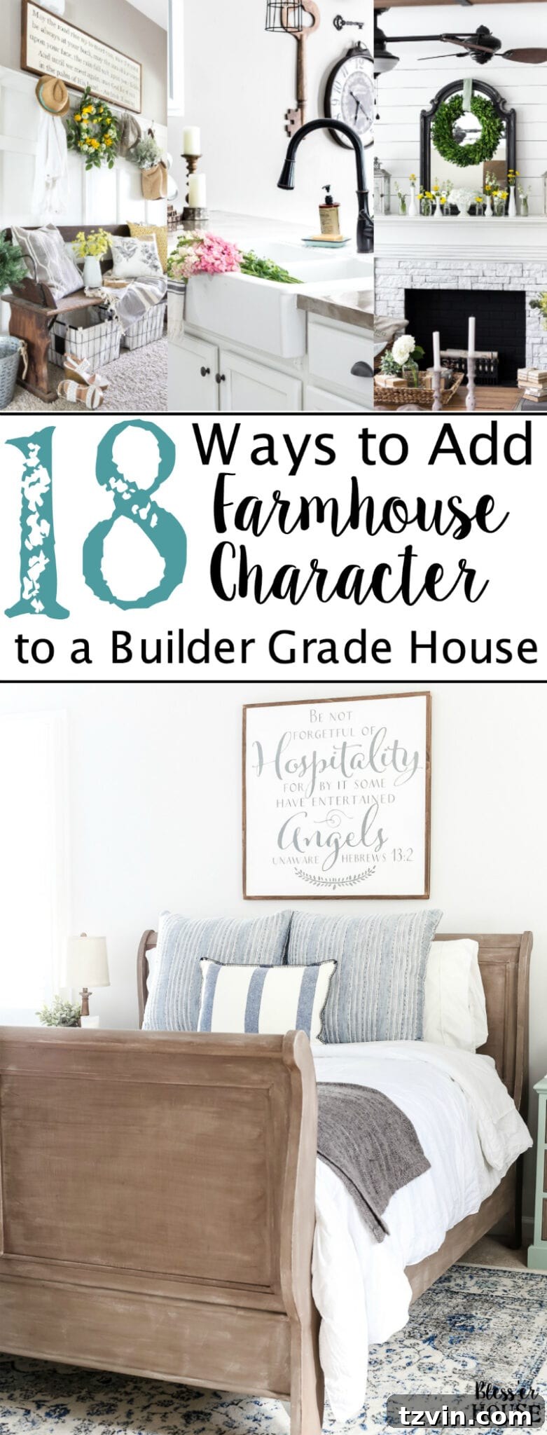 18 Clever Ideas to Transform Your Builder Grade House into a Farmhouse Haven 2 18 Ways to Add Farmhouse Character to a Builder Grade House on a Budget | blesserhouse.com - An in-depth list of do-it-yourself home improvement projects and budget decorating tips to add farmhouse character to a builder grade house (or any home).