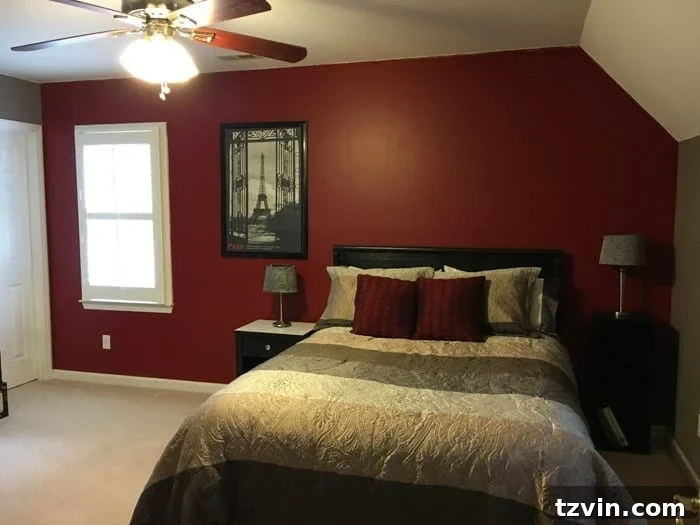 Dark and dated guest bedroom before makeover