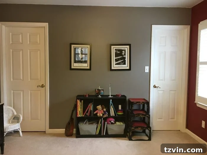 Guest bedroom before showing an old dresser
