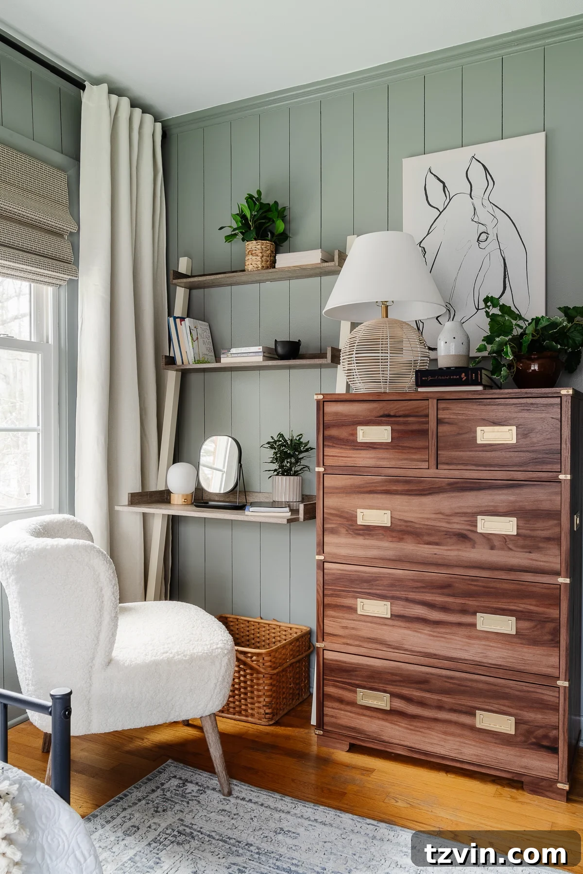 how to decorate a room by deciding your room's functional needs using dual purpose furniture like this desk as a vanity
