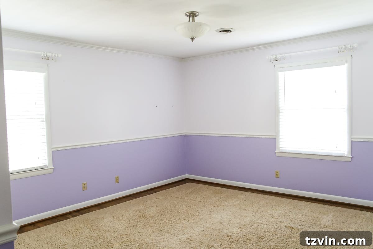 New House Interior Blank Slate Tour 19 Olivia's Purple Bedroom - Kids Room Decor Ideas
