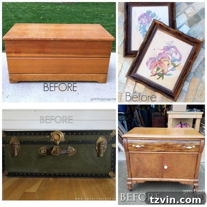 Upcycled Banister Wall Planter 13 Collage of various Trash to Treasure DIY projects from different bloggers, showcasing upcycled home decor ideas