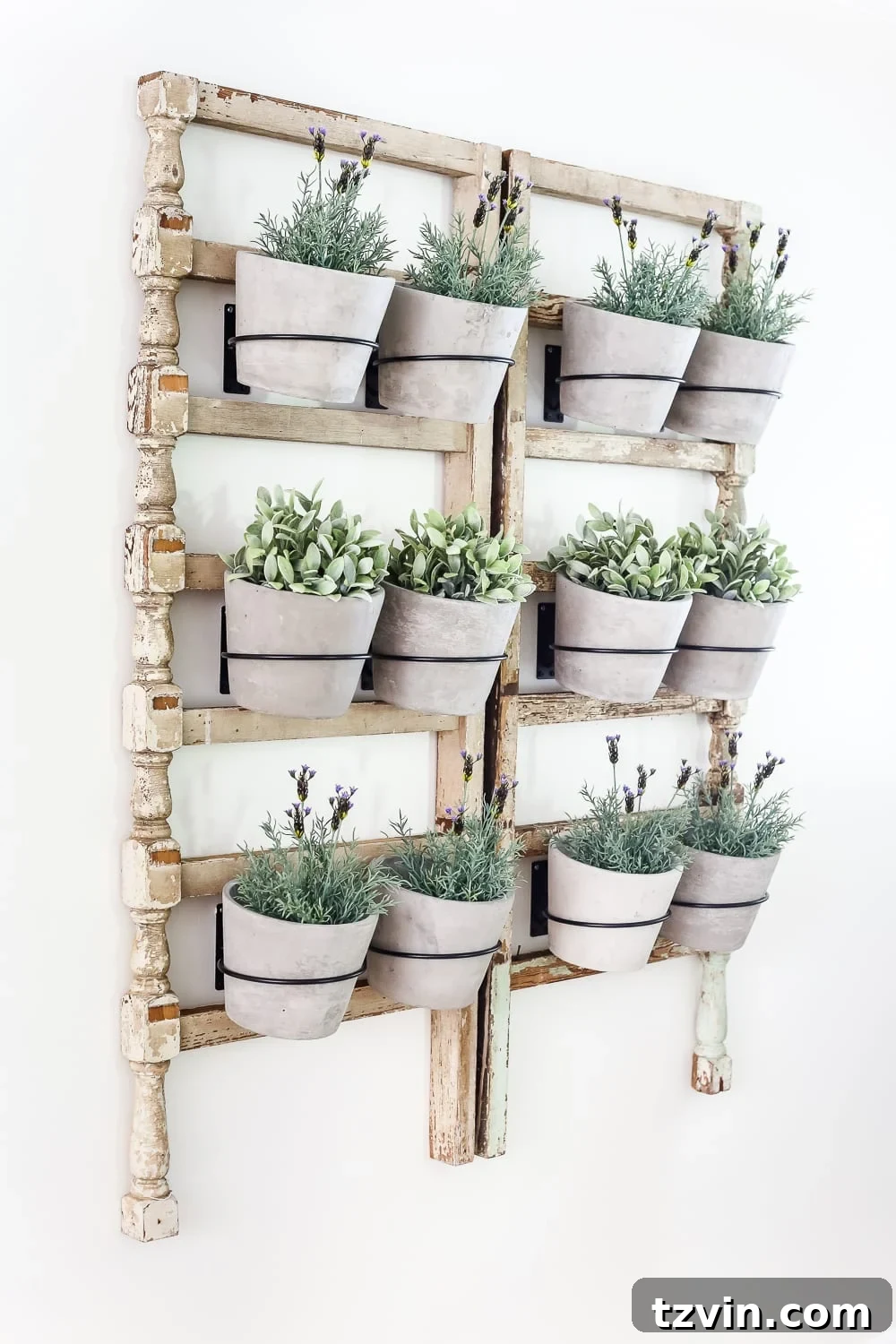 Upcycled Banister Wall Planter 7 Full view of the DIY Antique Banister Wall Planter in a cozy breakfast nook, showcasing its blend with woven textures and overall decor