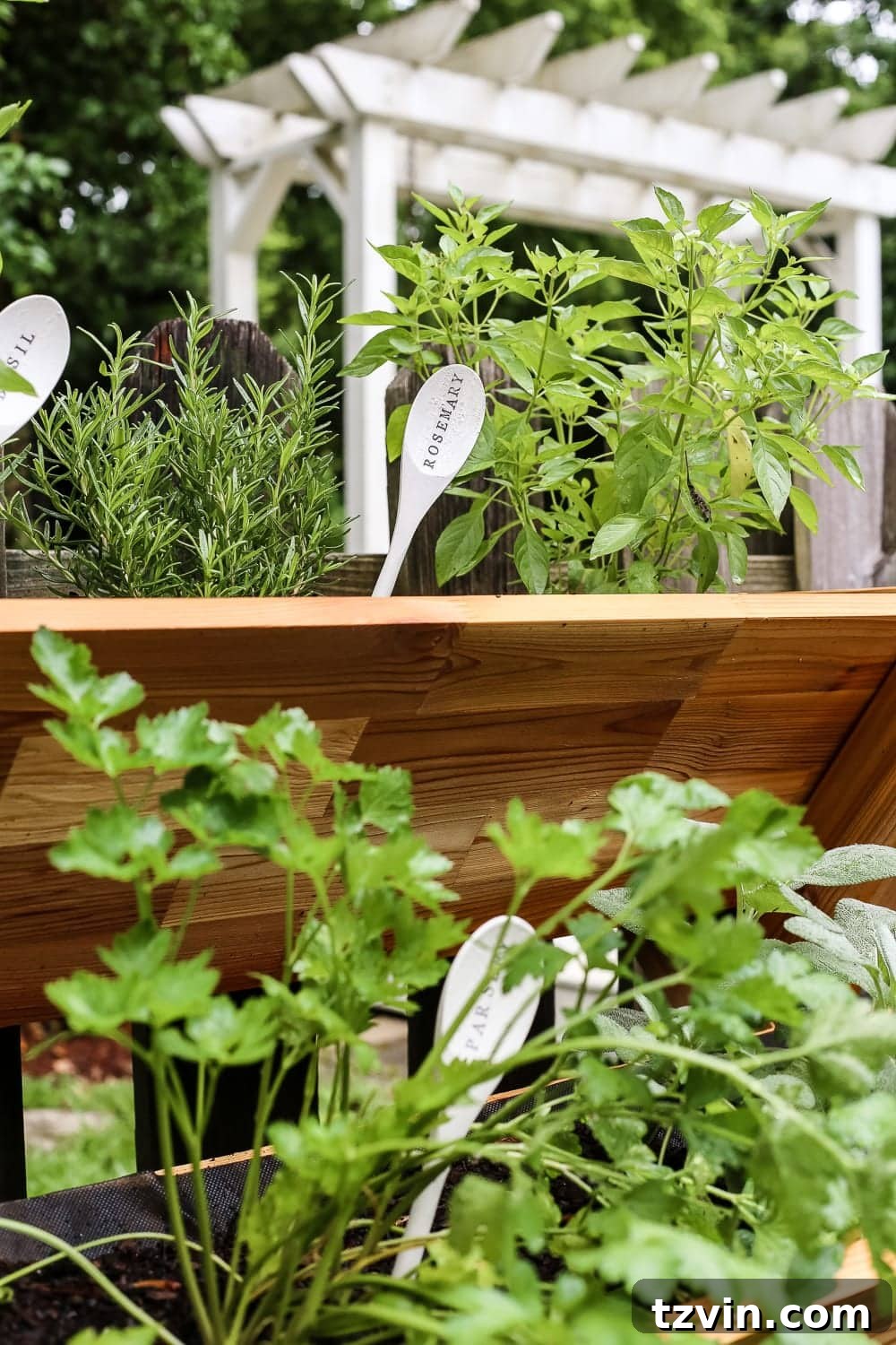 Craft Your Own Wooden Spoon Plant Tags 11 DIY Wooden Spoon Garden Markers | blesserhouse.com - A simple tutorial for how to craft your own vintage-inspired garden Markers made from wooden spoons, plus a resource for a beautiful stacked herb garden.