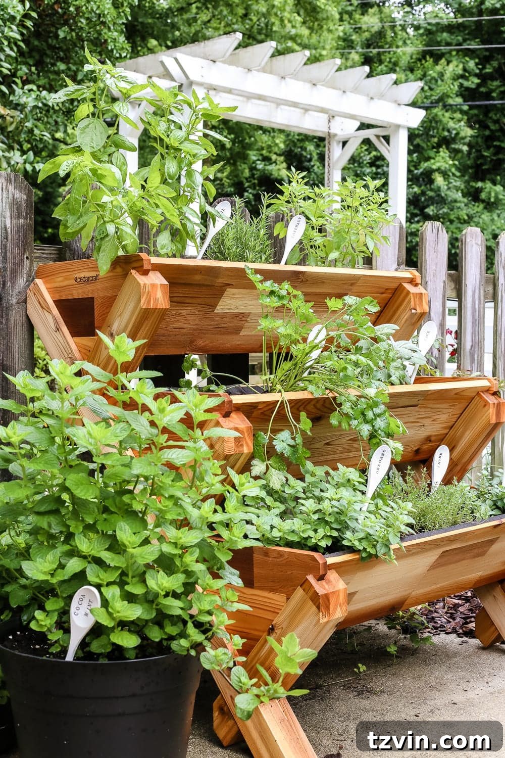 Craft Your Own Wooden Spoon Plant Tags 8 DIY Wooden Spoon Garden Markers | blesserhouse.com - A simple tutorial for how to craft your own vintage-inspired garden markers made from wooden spoons, plus a resource for a beautiful stacked herb garden.