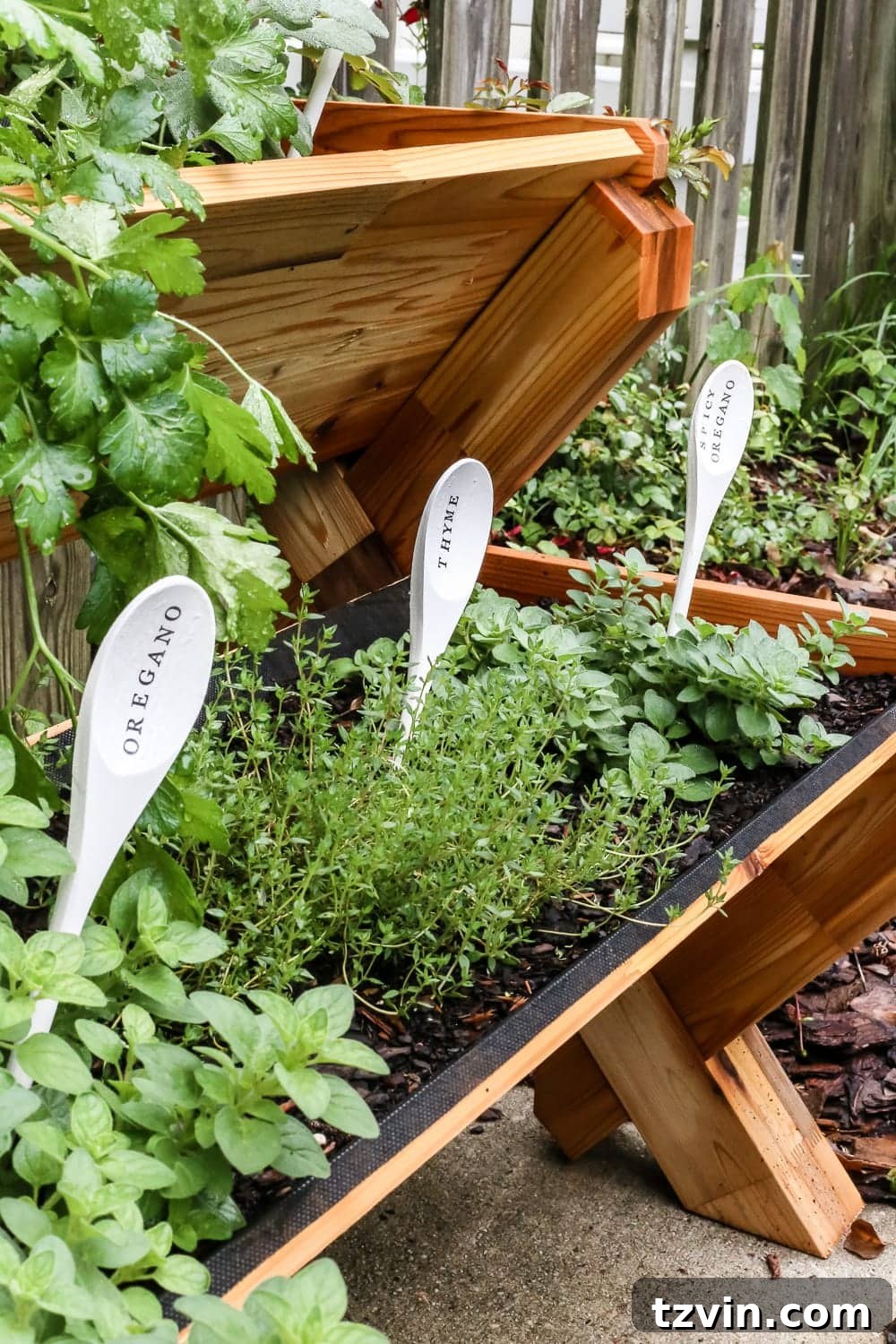 Craft Your Own Wooden Spoon Plant Tags 10 DIY Wooden Spoon Garden Markers | blesserhouse.com - A simple tutorial for how to craft your own vintage-inspired garden markers made from wooden spoons, plus a resource for a beautiful stacked herb garden.