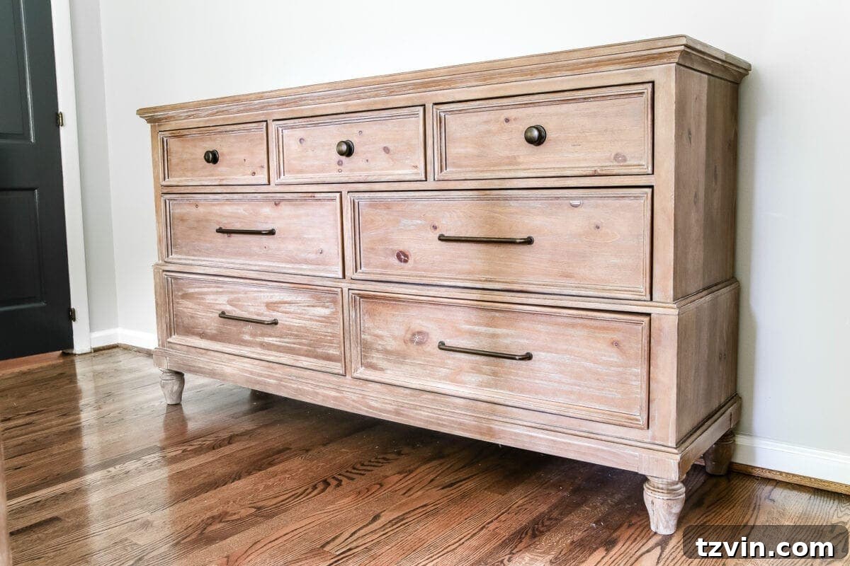 Coastal Charm with Pickled Pine Furniture in the Master Retreat 9 Master Bedroom Update: Pickled Pine Furniture | blesserhouse.com - Another view of the master bedroom with the new pickled pine furniture, offering a glimpse into the ongoing transformation.