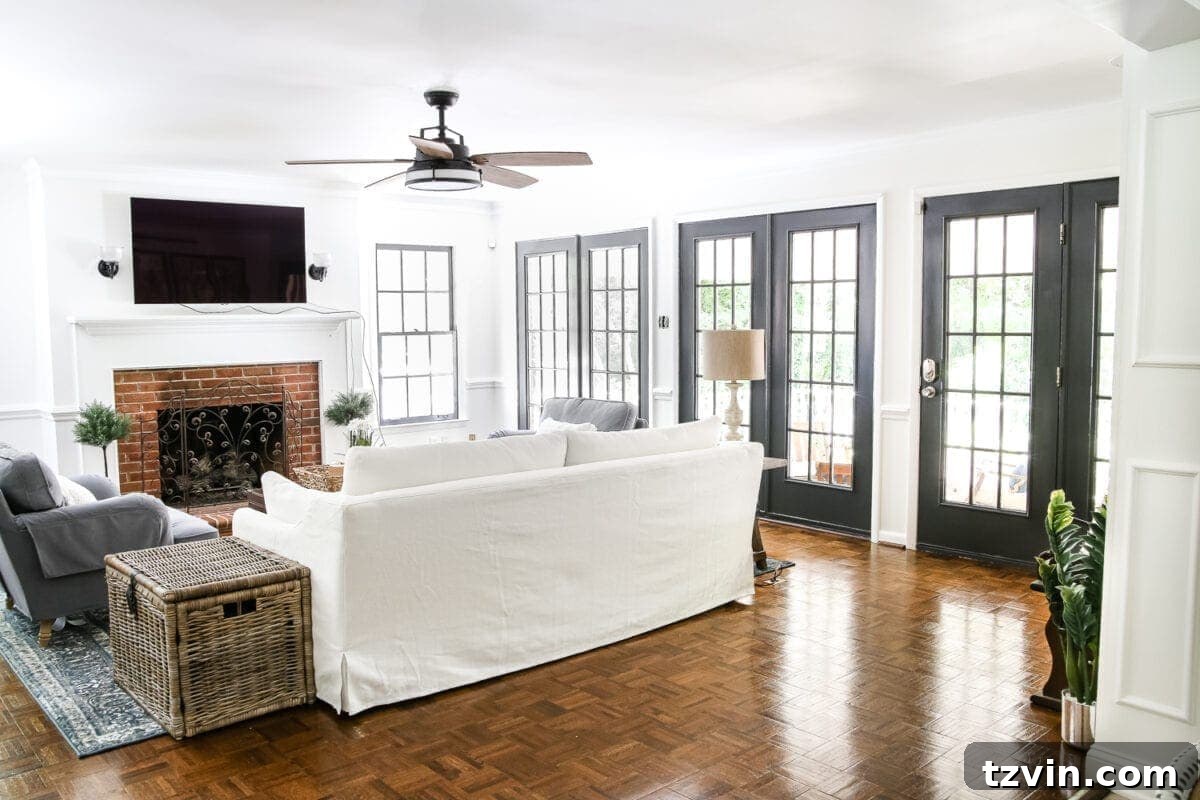 Laundry Room Updates: French Bifold Door | blesserhouse.com - A rickity laundry room bifold door gets a beautiful and functional update with a French bifold door with frosted glass for hiding messes in a stylish way.