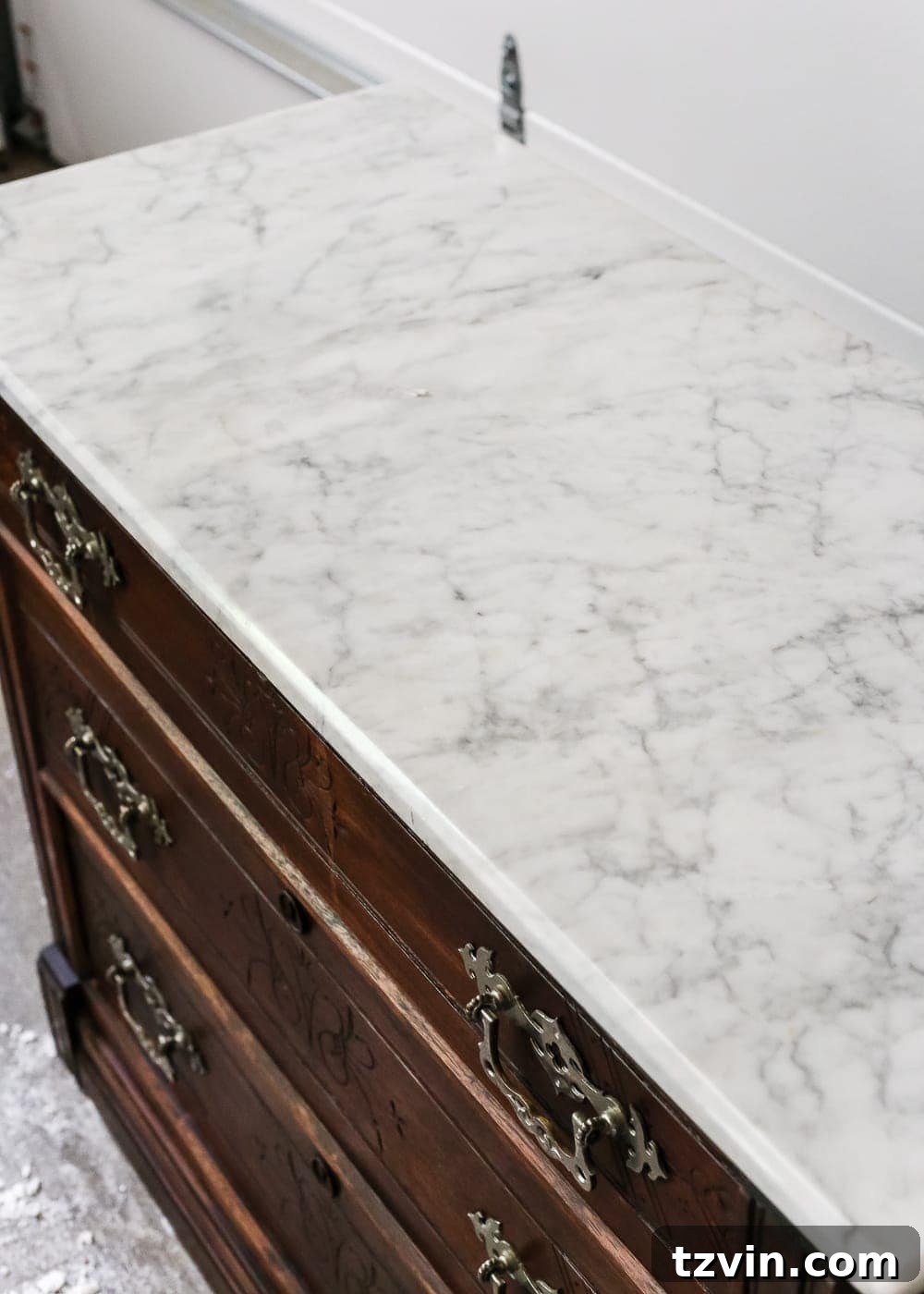 Sparkling Clean White Marble Top After Stain Removal