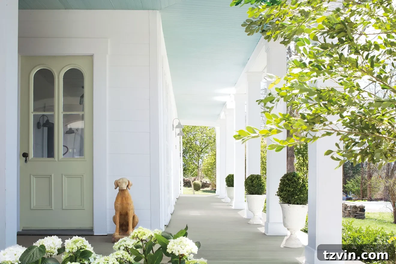 Best Haint Blue for Porch Ceilings 4 blue porch ceiling in Benjamin Moore Harbor Haze