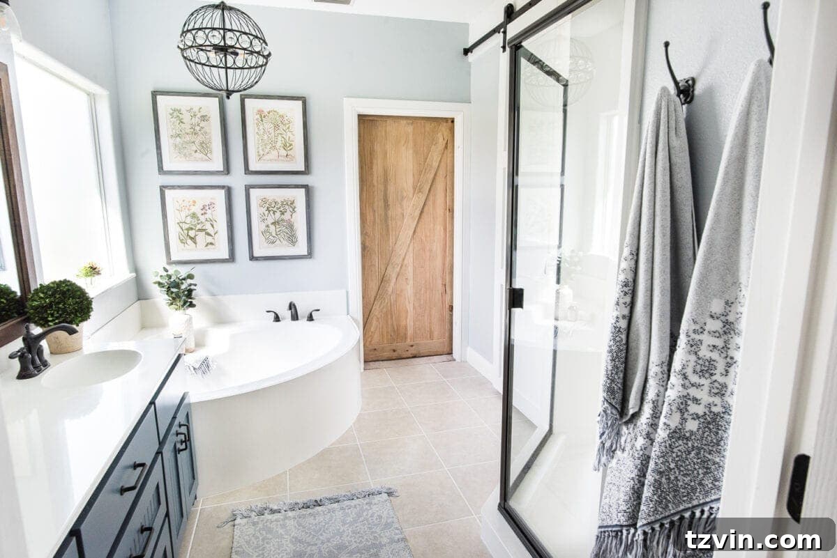 Lowes Bathroom Remodel Showcase 14 After: A bright and inviting view of the renovated bathroom, featuring new lighting and stylish details.