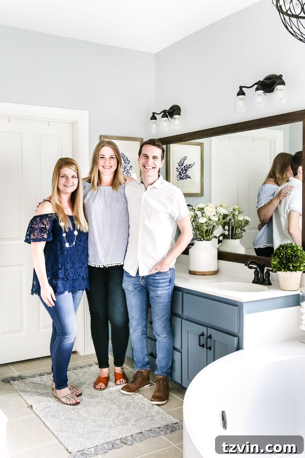Lowes Bathroom Remodel Showcase 15 Bethany and Levi's delighted reaction to their newly transformed modern farmhouse bathroom.