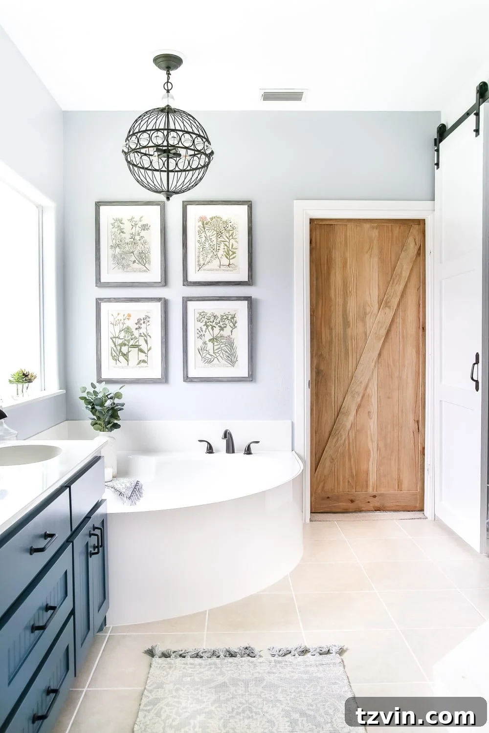 Lowes Bathroom Remodel Showcase 25 Close-up of the beautifully stained barn door, sealed for moisture protection, adding texture and function.