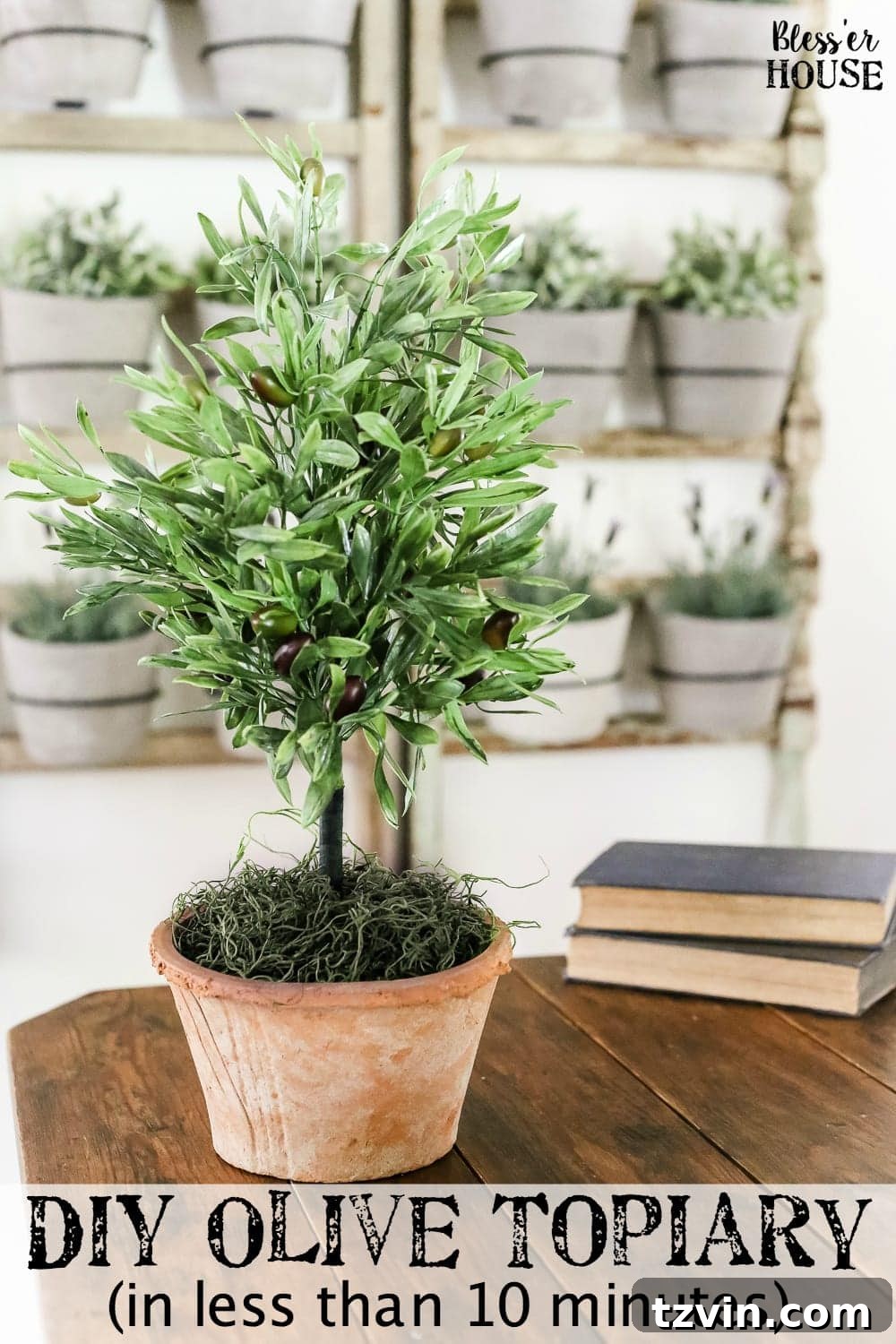 Craft Your Own Olive Topiary 2 DIY Olive Topiary Trees | blesserhouse.com - A 10 minute craft tutorial for how to make an olive topiary tree (or any kind of topiary) inexpensively + 11 DIY summer decor ideas.