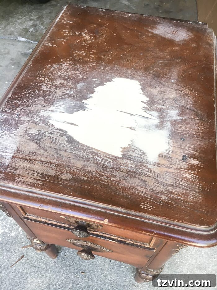 Revive Your Furniture: The Easy Paint Transformation 12 patched holes in veneer with wood filler