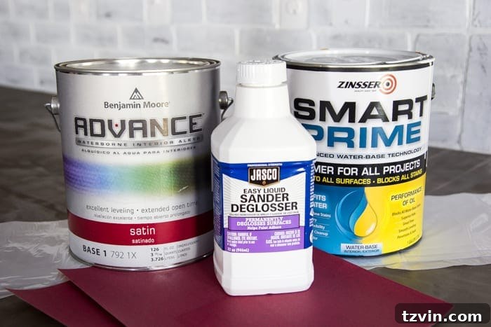 Revive Your Furniture: The Easy Paint Transformation 4 what you need for painting furniture the right way - liquid sander, degreaser, primer, alkyd paint
